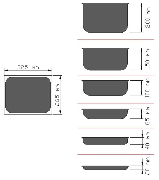 Bilge Inox GN 1/2 Paslanmaz Çelik Standart Gastronorm Küvet