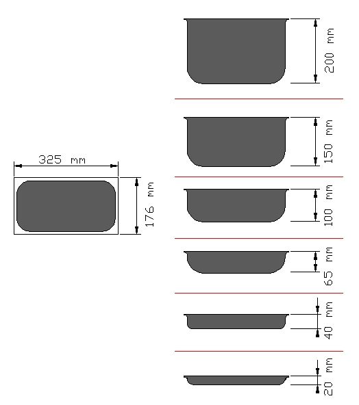 Bilge Inox GN 1/3 Paslanmaz Çelik Standart Gastronorm Küvet