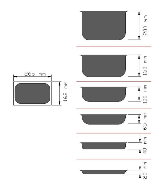 Bilge Inox GN 1/4 Paslanmaz Çelik Standart Gastronorm Küvet
