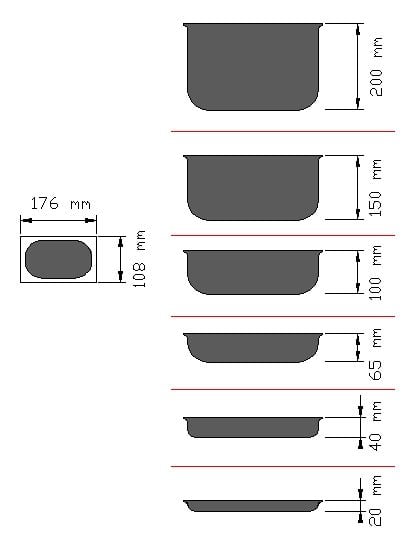 Bilge Inox GN 1/9 Paslanmaz Çelik Standart Gastronorm Küvet
