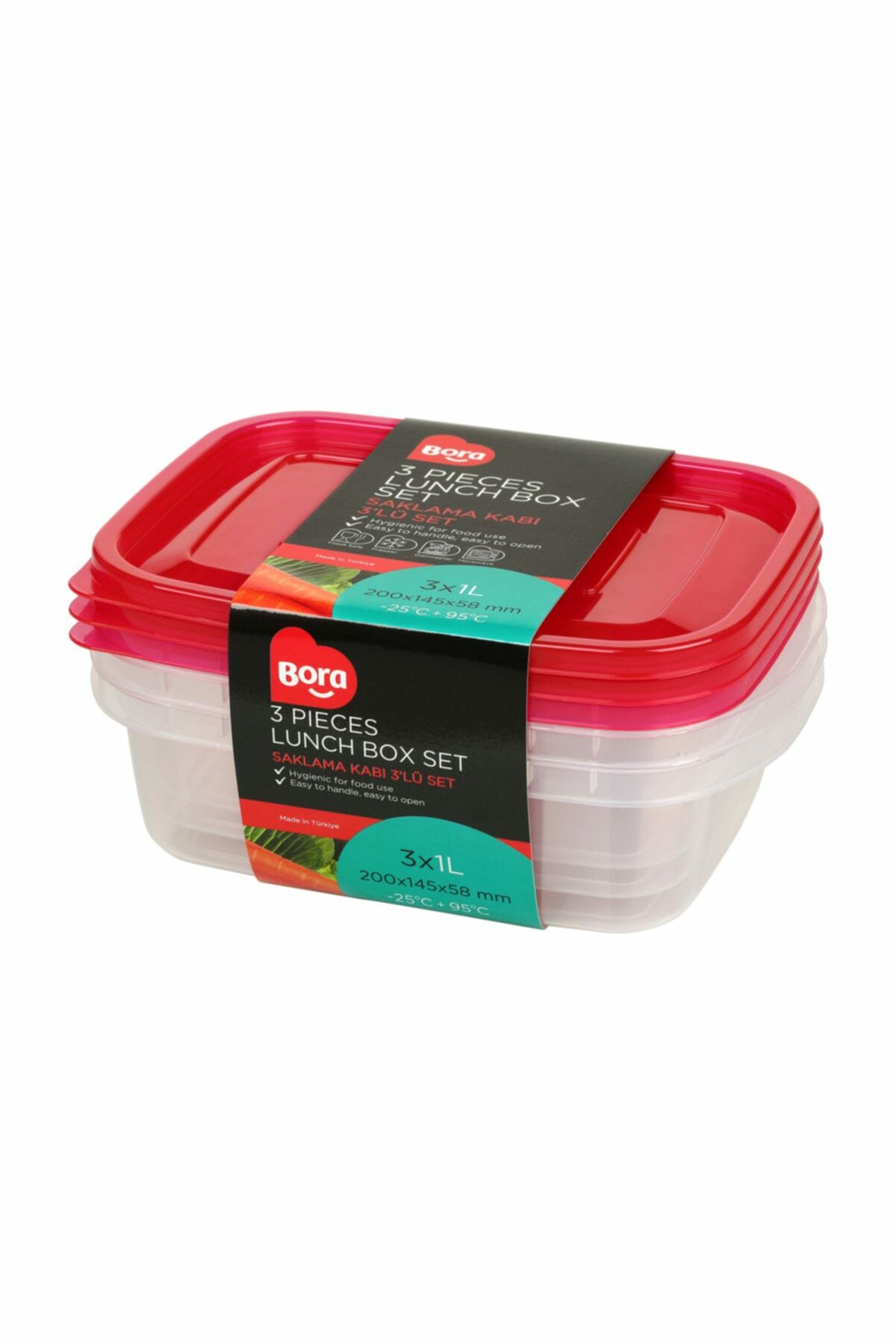Bora Plastik Saklama Kabı Oval Sığ 3 ' Lü Set 1Lt 2Li Bo535